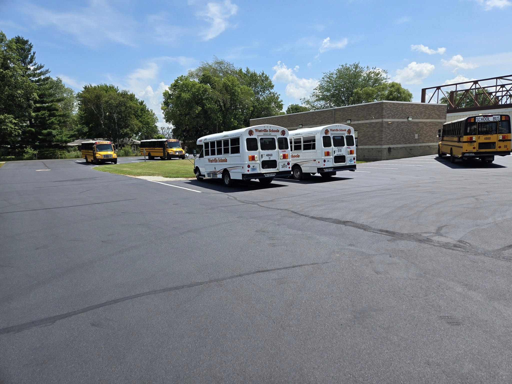 westville high school asphalt parking lot with striping
